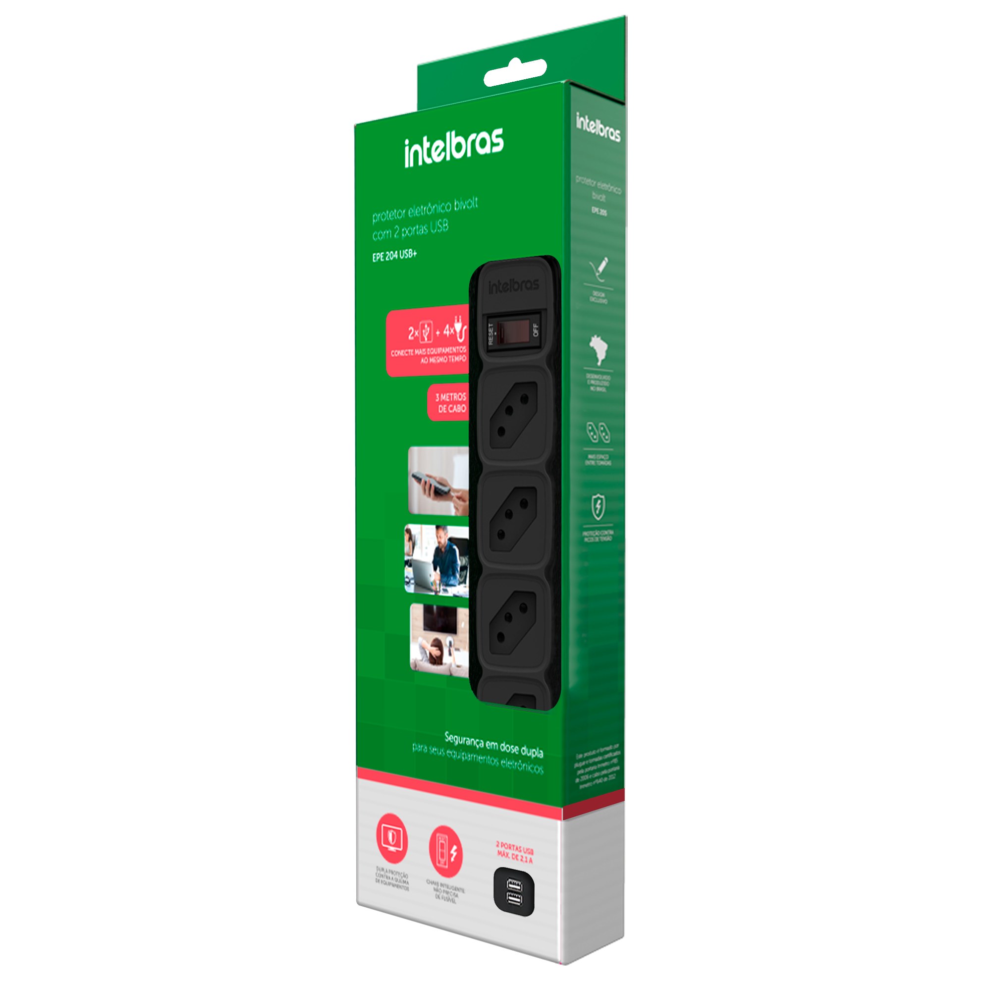 FILTRO DE LINHA 02 TOMADAS + 02 USB INTELBRAS