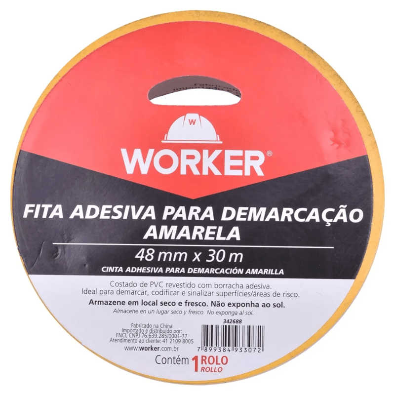 FITA DEMARC. SOLO AMARELA 48MM X 30M WORKER