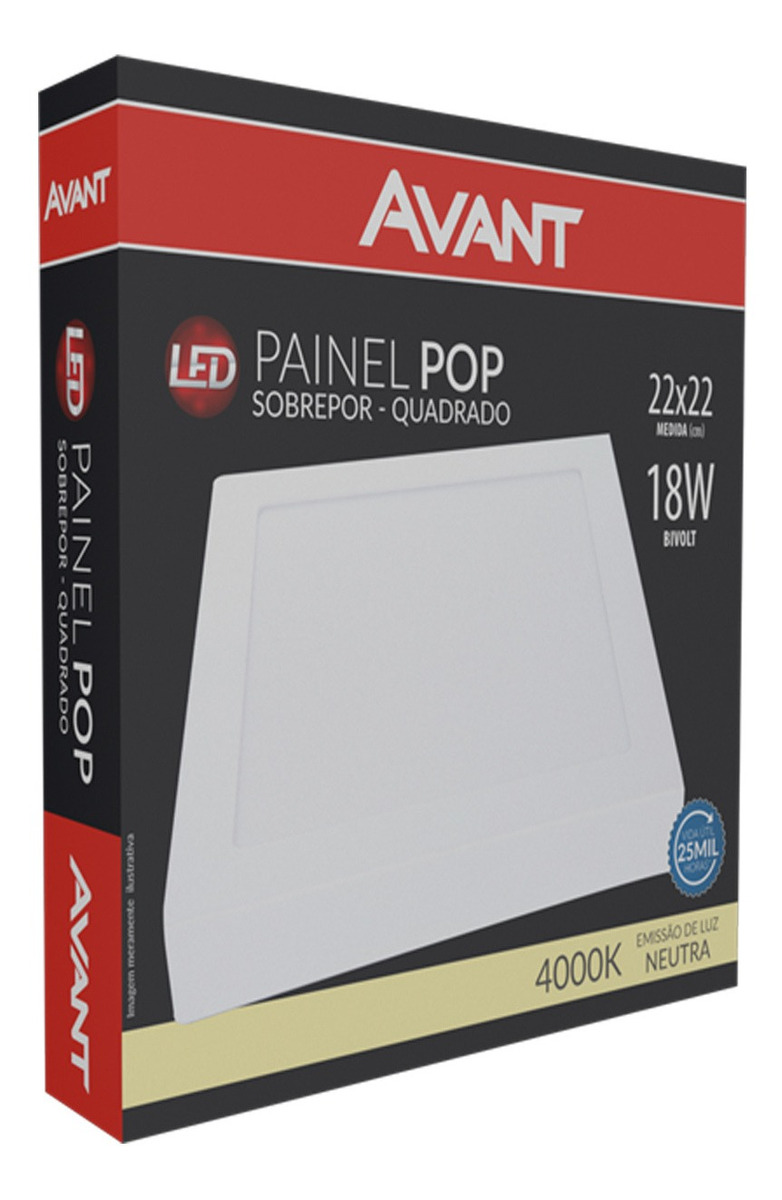 PAINEL SOBRE RED. LED 18W BIV 2700/6500K AVANT