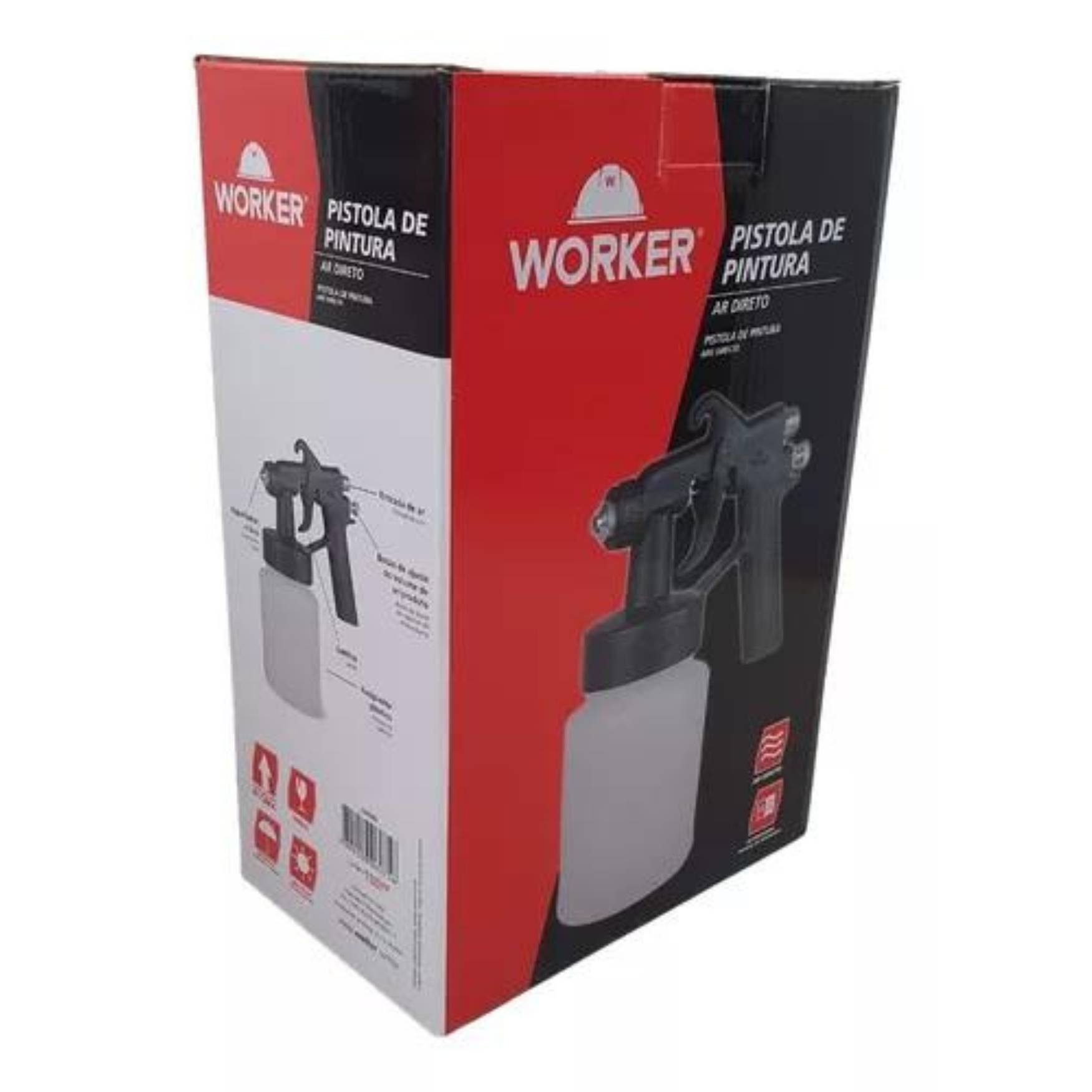PISTOLA PINTURA AR DIRETO WORKER PLASTICO
